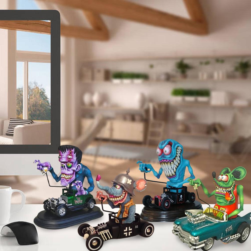 Resin Monster Statue Scary Big Mouth Monster Simulation Monster Figurines for Halloween Decoration