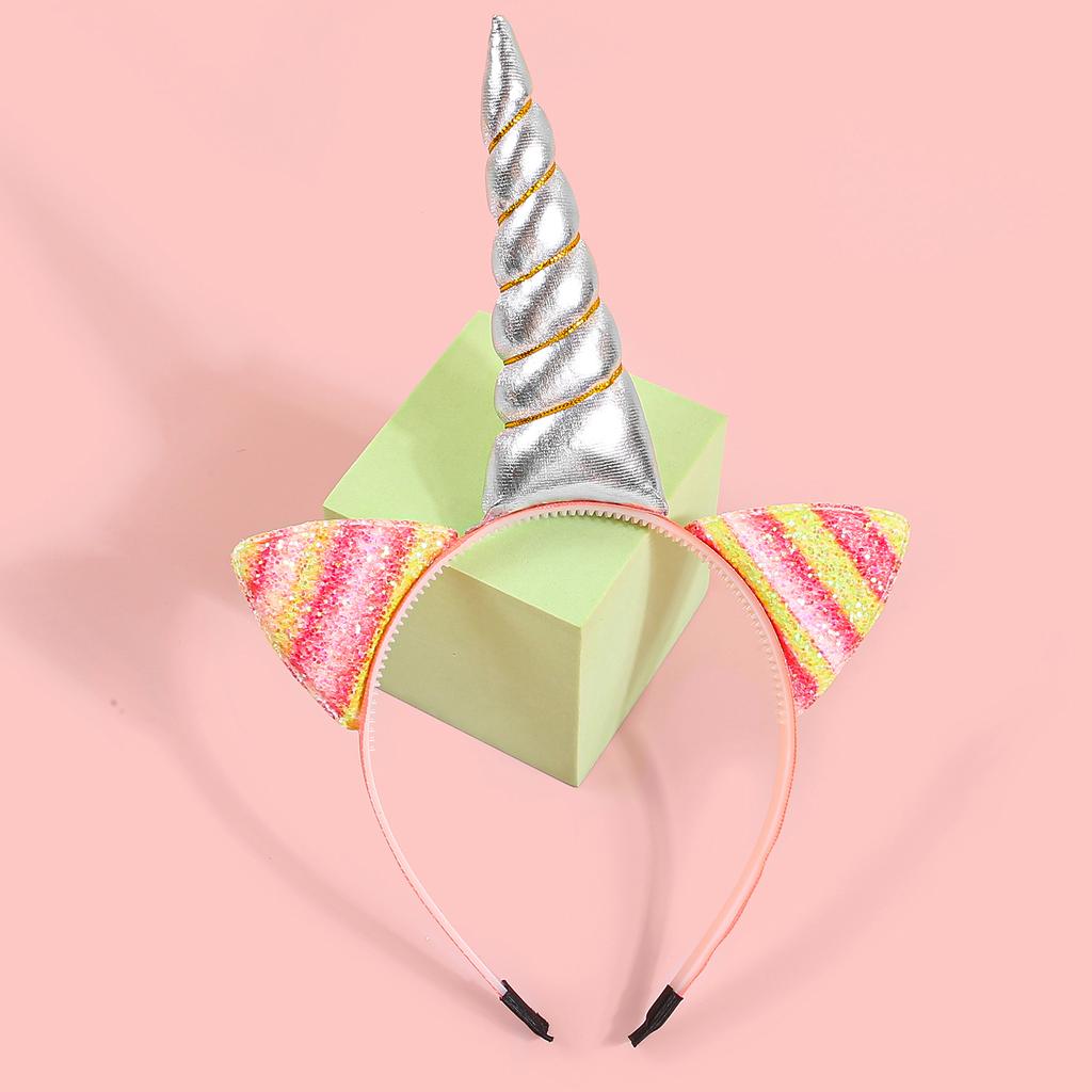 Glitter Cat Ears Headbands Birthday Party Decor Rainbow Cat Ears Hairband Unicorn Headband Kids Children Party Favor Headwear