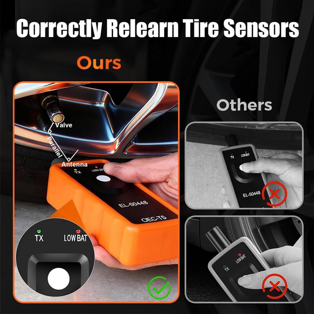 Tire Pressure Reset Tool with LED Indicator and Beeper Confirmation Tire Pressure Testing Tool for Vehicles
