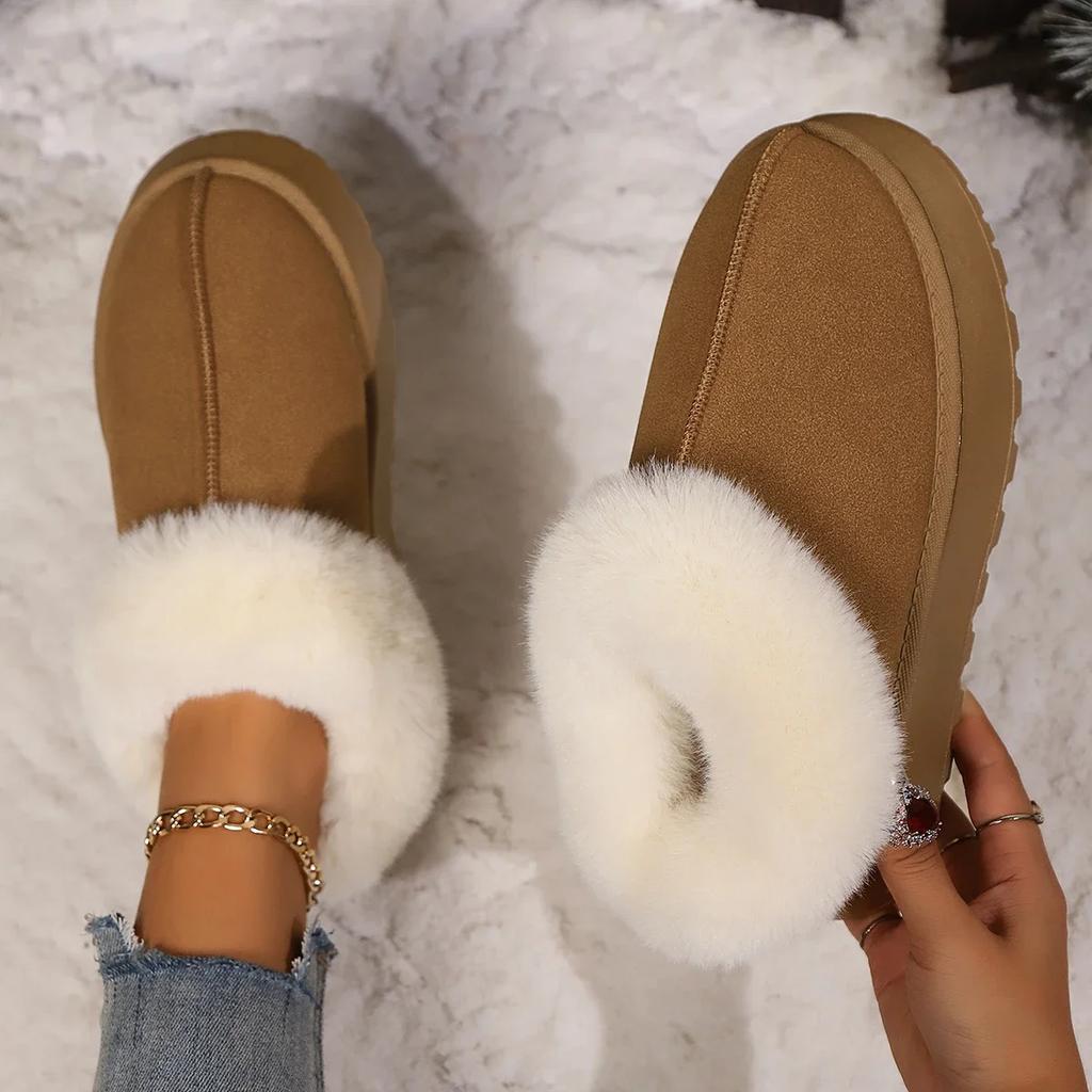 2024New Hot Selling Winter Women's Boots Round Toe Flat Shoes for Women Slip-on Platform Shoes Outdoor Classic Ankle Snow Boots