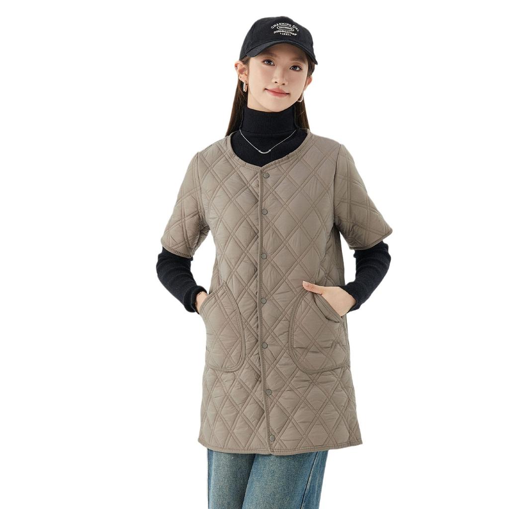 Осенняя и зимняя модная одежда Хлопковая одежда Женская длинная утепленная и тонкая хлопковая куртка с короткими рукавами Домашняя одежда Хлопок 2410