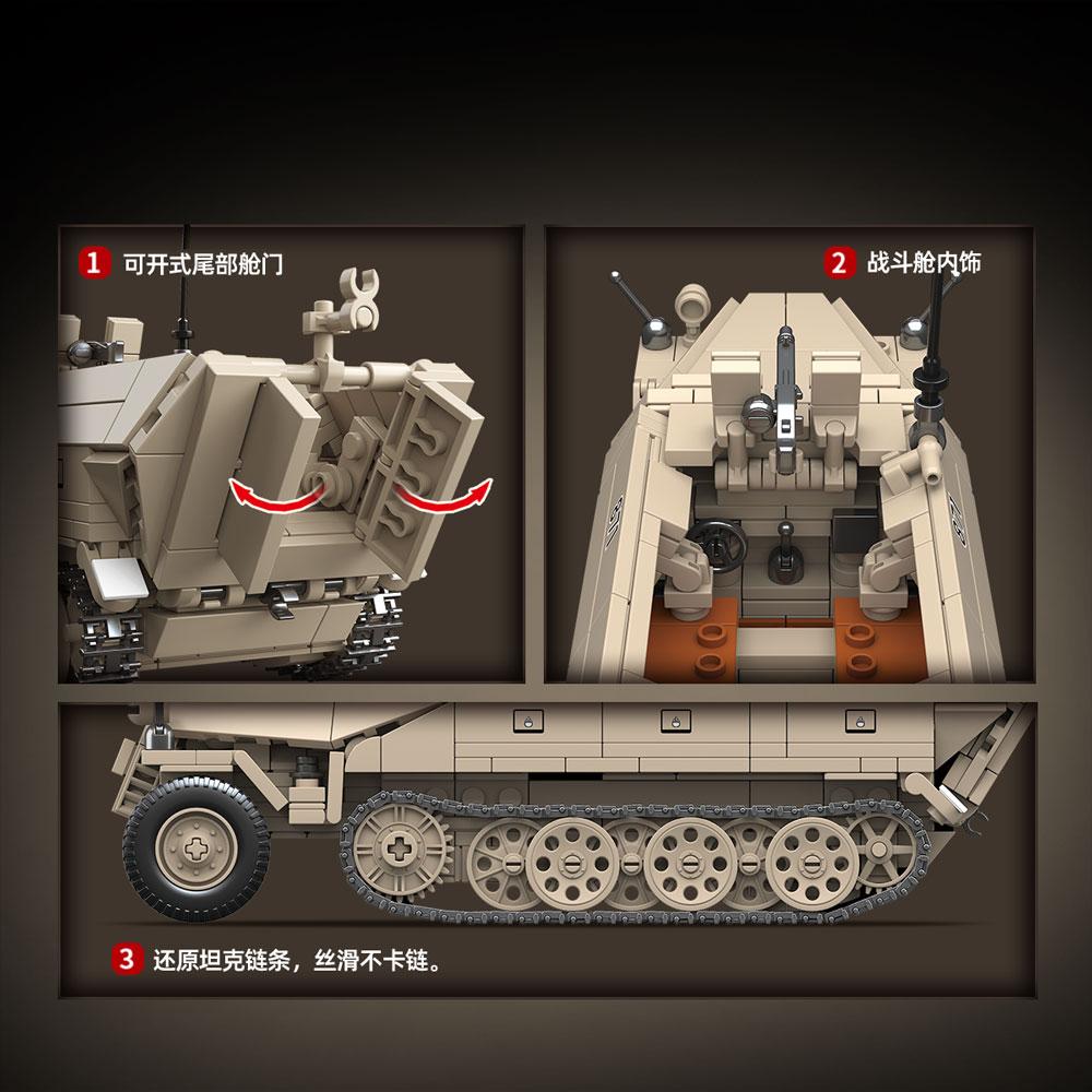 714 деталей WW2 Бронированный SD.KF5.251 Полугусеничная Легкая Бронированная Машина Солдат MOC Модель Строительные Блоки Кирпичи Игрушки без коробкиДля Детей