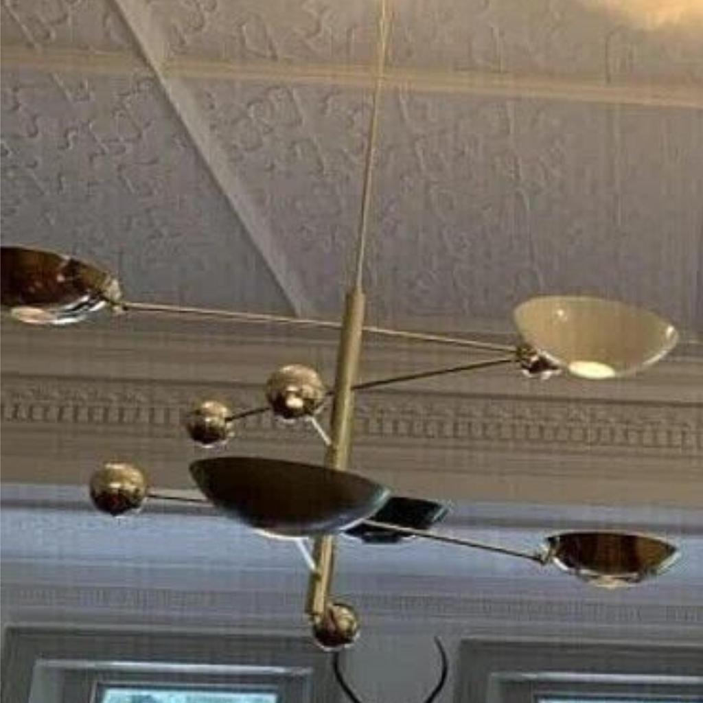 Подвесной светильник на 5 ламп Mid Century Modern Raw Brass Sputnik, люстра Fixtur