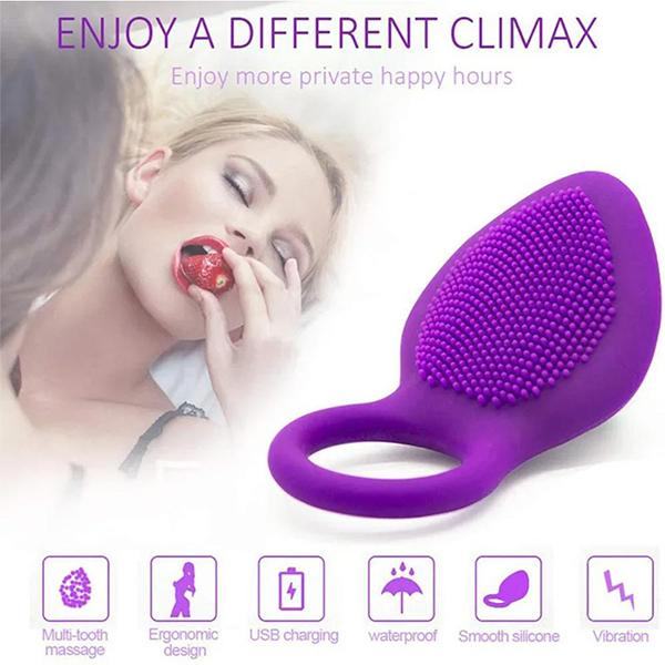 Rechargeable Silicone Stretchy Penis Ring with 10 Intense Vibration Patterns, Male Erection Enhancer and Female Clitoral Vibrator Sex Toys