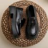Platform-soled Small Leather Shoes for Women 2025 Spring New Thick-heeled Single Shoes Retro British Style One-pedal Loafers for Women