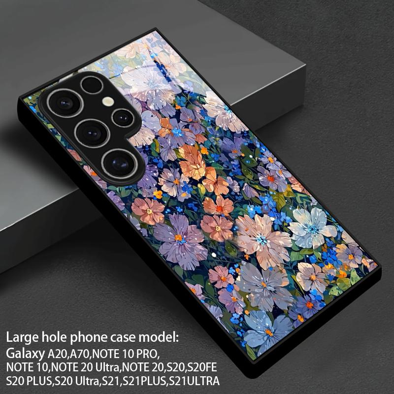 Чехол для телефона 2D с узором из полевых цветов для Samsung S26 S25 S24 S23 S22 S21 S20 A56 A36 A16 - Стеклянная защитная крышка