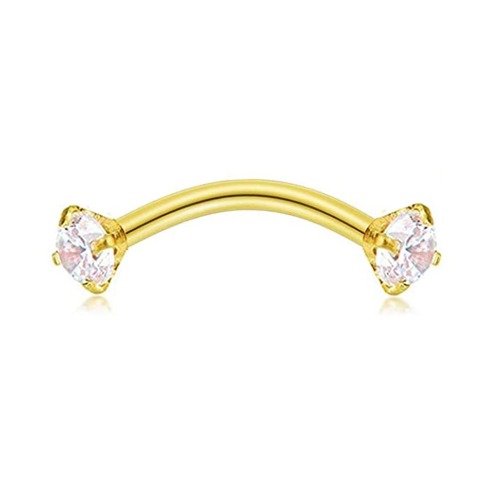 1PC Steel Crystal Gem Eyebrow Ring Tragus Helix Rook Earring Piercings Curved Banana Piercing Lip Helix Rings Jewelry 16G