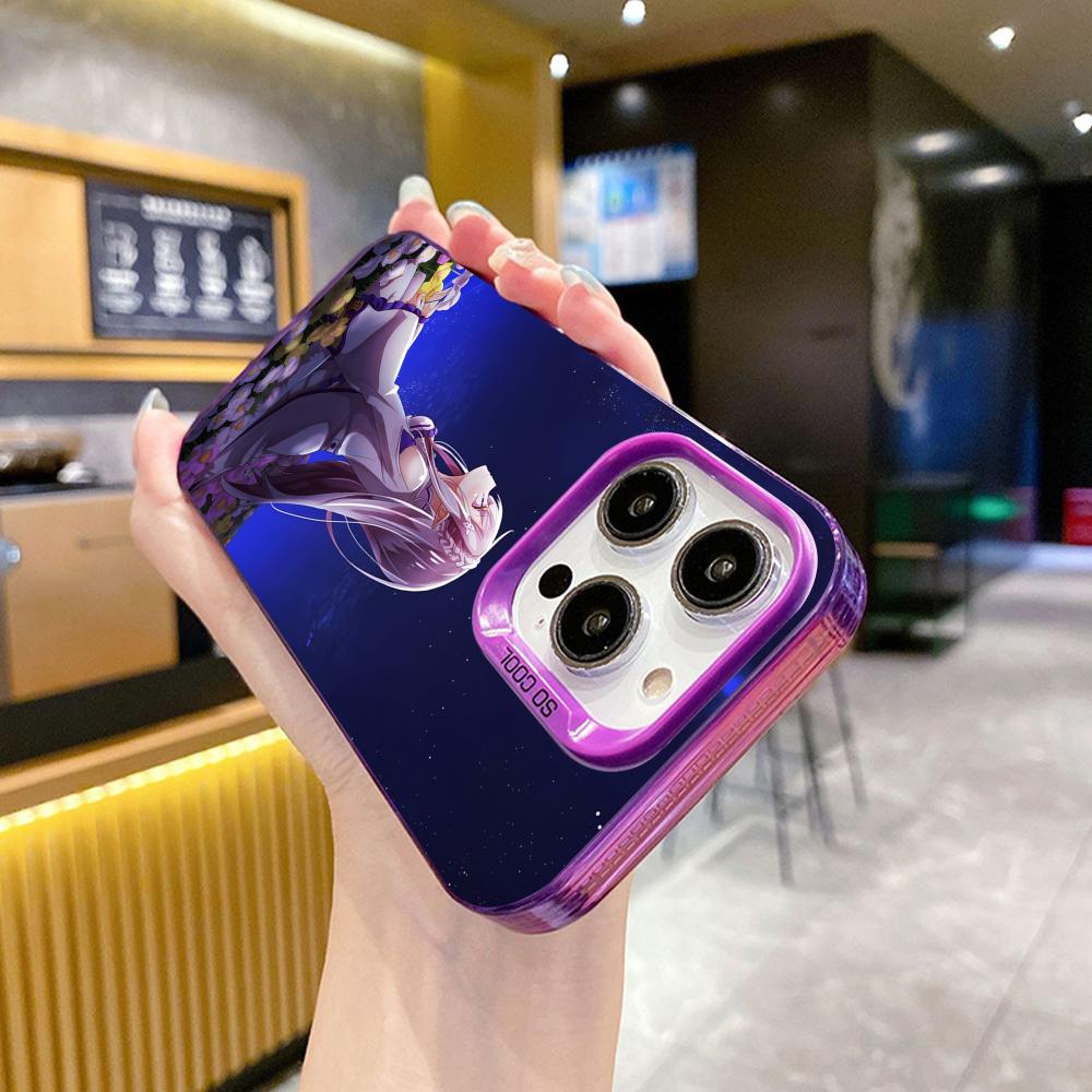 ReZero Emilia Waifu Purple Translucent Mobile Phone Case for iPhone 17 16 15 14 13 12 11 X XR XS Air Pro Max Plus Colorful Cover