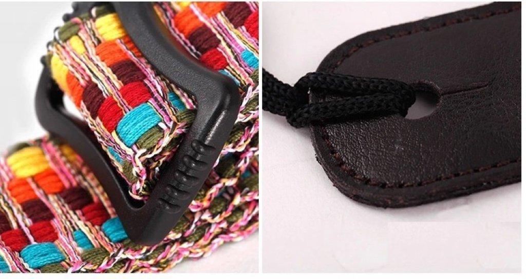 Durable Rainbow Adjustable Cotton Genuine Leather Ukulele Strap Shoulder Strap Version [MUSIC FIRST] 100% & 2.0