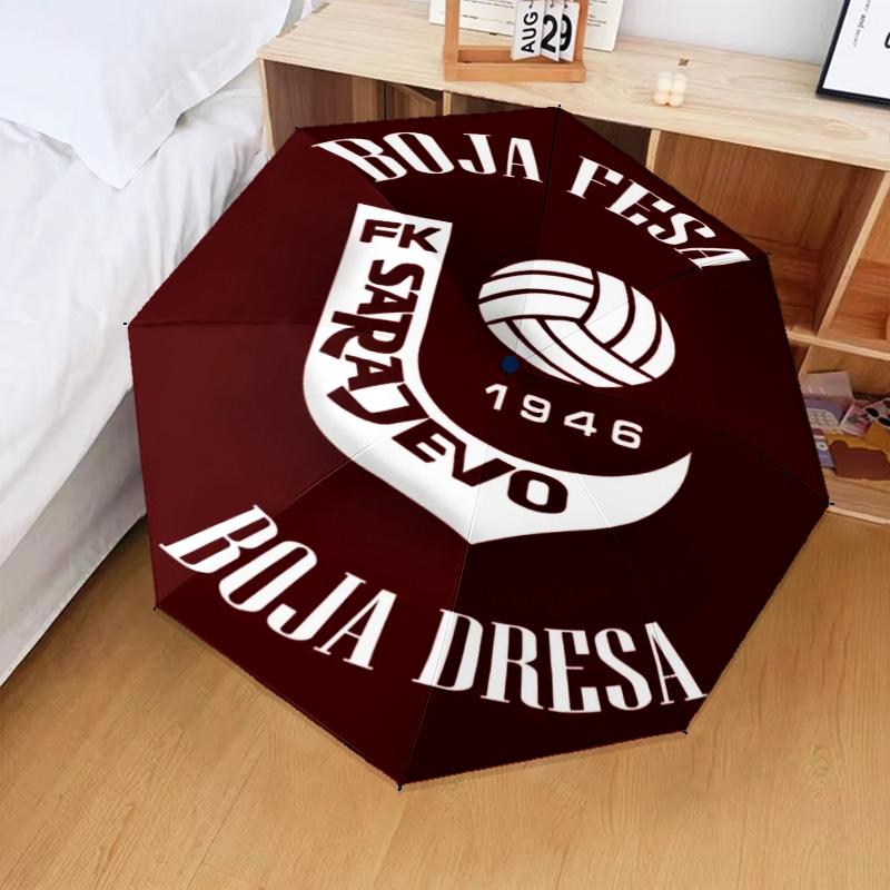 1PC FK Sarajevo Printed Umbrella Folding umbrella, automatic umbrella 8-Frame for Travel, camping Fan gifts Christmas Gifts