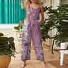 Women's Fashion Casual Vintage Printed Sleeveless Button Down Jumpsuit
