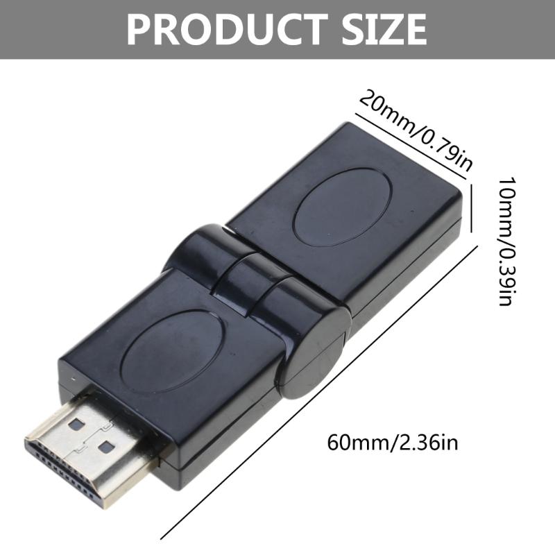 Male Female Flexible Right Angle Connector Swivel Adapter Extender 1080P (Male to Female)