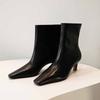 New versatile cat heel thin boots niche French small ankle boots square head high heel short boots