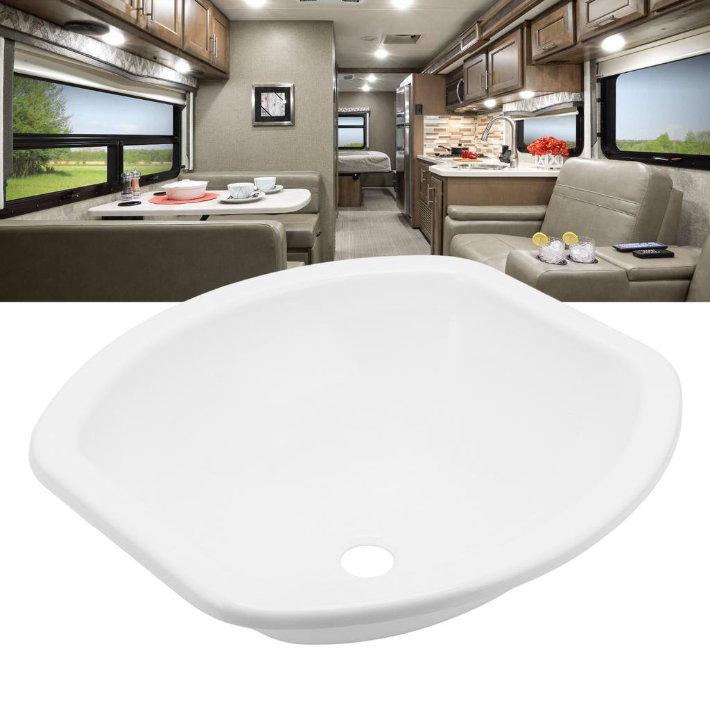 404x384x130мм Белая раковина-чаша Современный акрил Отверстие для слива 40 мм для караванов, кемперов, яхт, ванной