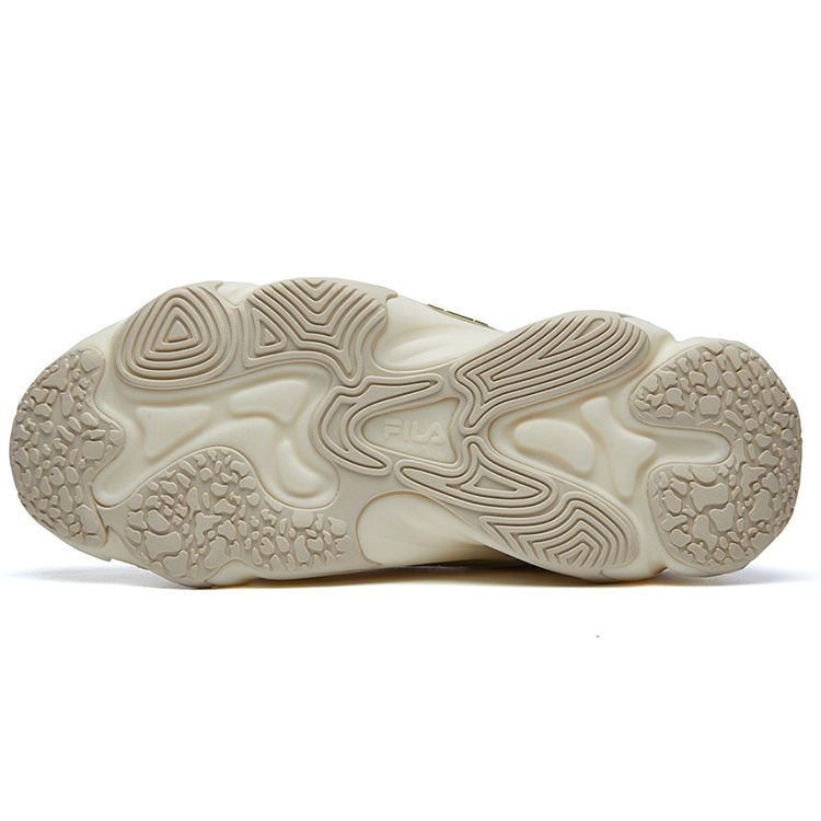 Fila Heritage Round Toe Lace-Up Retro Patchwork Sports Low-Top Running Shoes Men Sneaker Beige F12M141105FAG