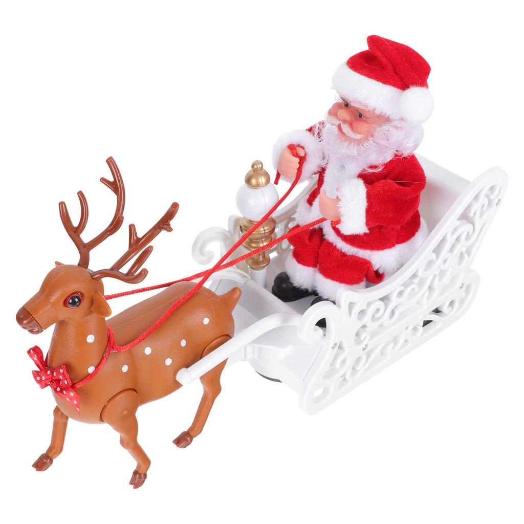 NUOLUX Reindeer Sleigh Christmas Santa Claus Santa Reindeer Christmas Home Decor Santa Electric Santa Doll Gift Sleigh