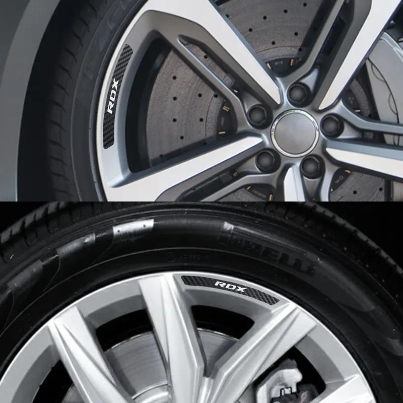 Наклейки на диски автомобиля Внешние наклейки на шины Карбоновый стиль Тюнинг Декоративные аксессуары Для Acura RDX MDX YD2 V6 Aspec ILX VTEC TLX