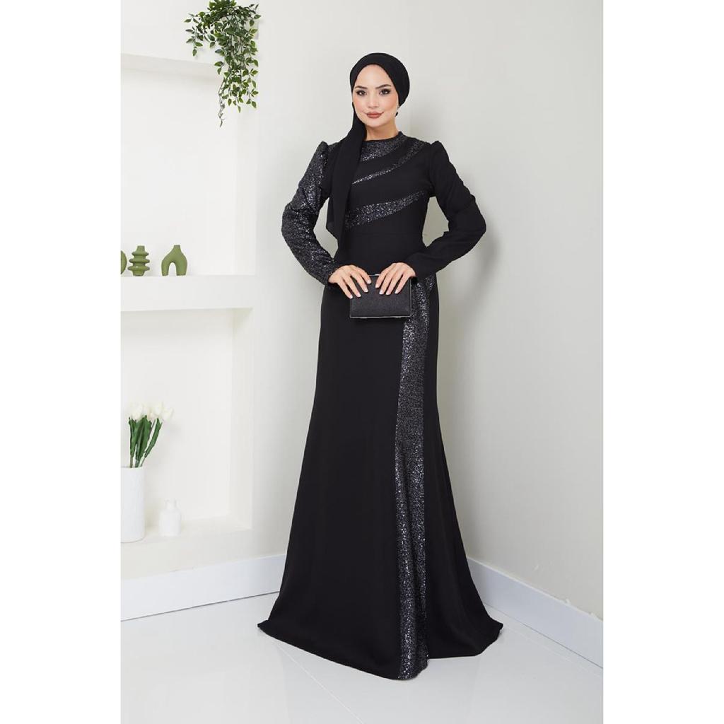 Женская одежда Вечернее платье Модное платье-рыбка с пайетками 2710 Черный