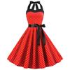 Sexy Retro Red Polka Dot Dress Audrey Hepburn Vintage Halter Dress 50s 60s Gothic Pin Up Rockabilly Dress Plus Size Robe