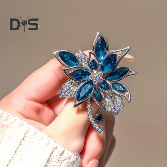 Цветочная брошь со стразами, украшение для торжественного костюма, воротника, шляпы, шарфа, прищепка, ювелирные изделия для выпускного бала.