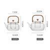 Glass Teapot with Tea Strainer Infuser Tea Kettle with Wooden Handle Heat Resistant Kung Fu Teaware for Electric Ceramic Stoves