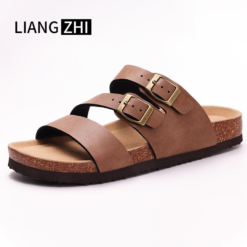 Модные кожаные мюли Crestar, сабо, тапочки для женщин и мужчин, модные пробковые клоги с кожаной стелькой, унисекс, без застежки, пляжная обувь с поддержкой свода стопы