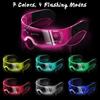 Luminous Glasses LED Light Up Glasses Cyberpunk Neon Glasses Futuristic Visor Glasses High Tech Flashing Glasses for Club Bar Cosplay