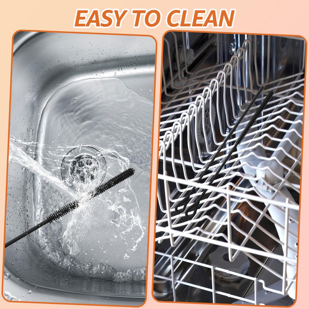 2 Pcs 6mm and 9mm Silicone Straw Brushes Reusable Straws Deep Cleaning Brush Long Handle Pacifier Brush for Clearing Glass