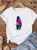(Asian Size) Feather Style Cute Love Trend Women T Shirt Short Sleeve Tee Top Clothing Fashion Print Lady Casual Female Graphic T-shirts