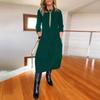 Autumn Winter Dress Fashion Solid Color Loose Round Neck Long Sleeve Dresses Women's Wear