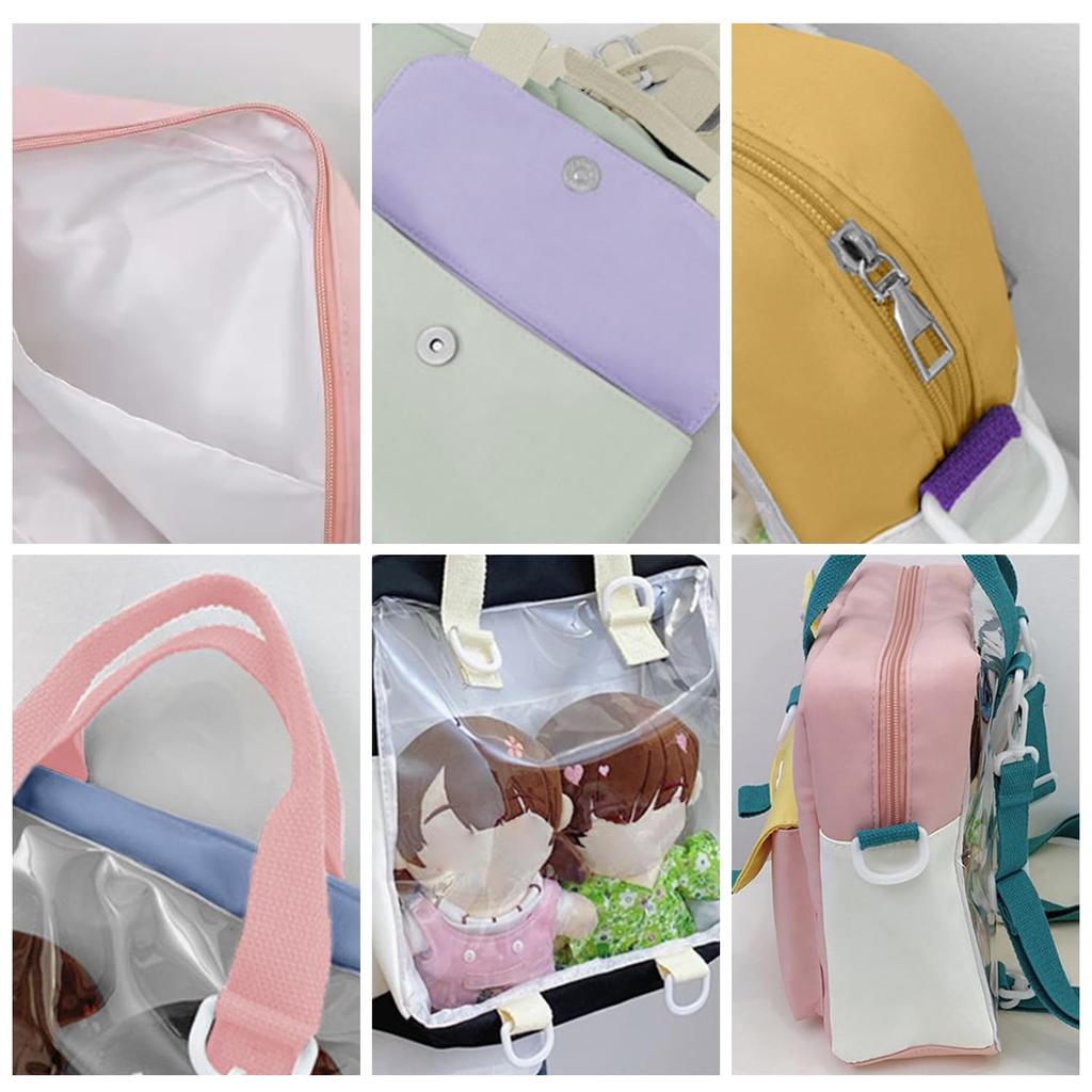 [YUYAKESHI] Сумка-шоу Ita-Bag, Прозрачная односторонняя сумка через плечо для плюшевых игрушек 20-25 см, Большая вместимость, Звездное украшение, 3 способа ношения (черный)