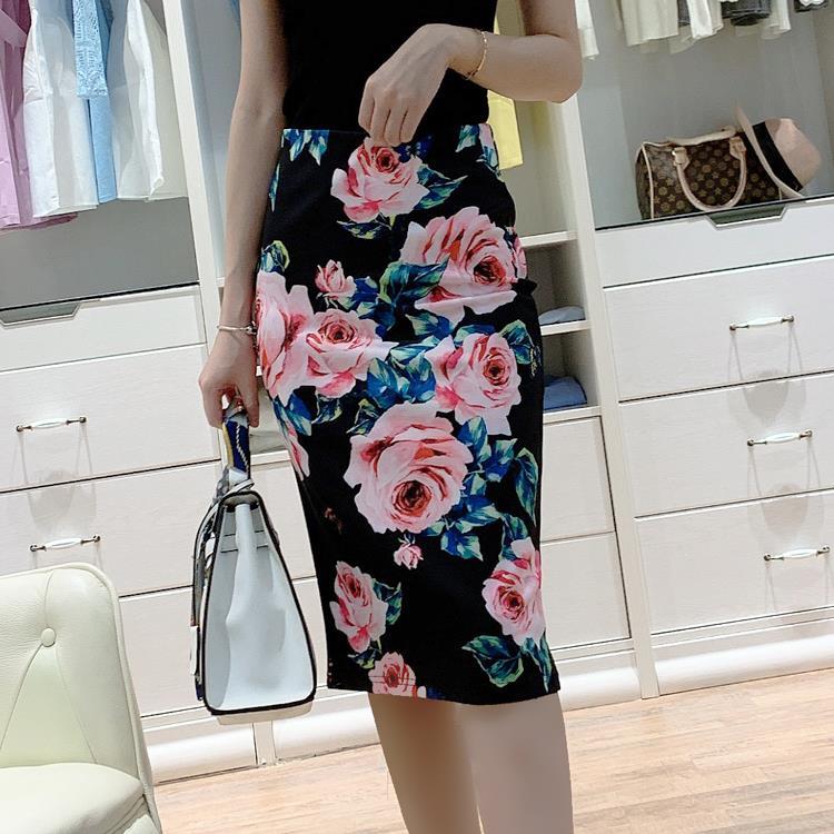 Летняя элегантная юбка-карандаш с принтом, женская облегающая юбка длиной до колена с высокой талией, женская