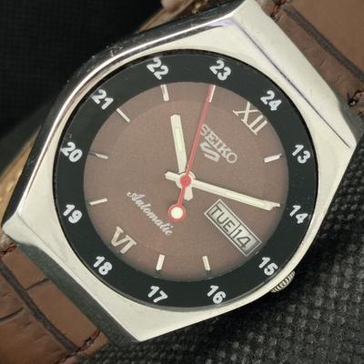 Б/У винтажные часы SEIKO 5 AUTOMATIC 6309A JAPAN MENS D/D BROWN 608i-a316860-2