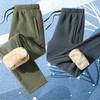 New Winter Thickened Fleece Men's Pants Solid Color Pocket Casual Plus Size 8XL Trousers Autumn Outdoor Sweatpants Warm Pants