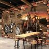 Retro Motorcycle Brick Wallpaper Restaurant Cafe Creative Decor 3D Mural
