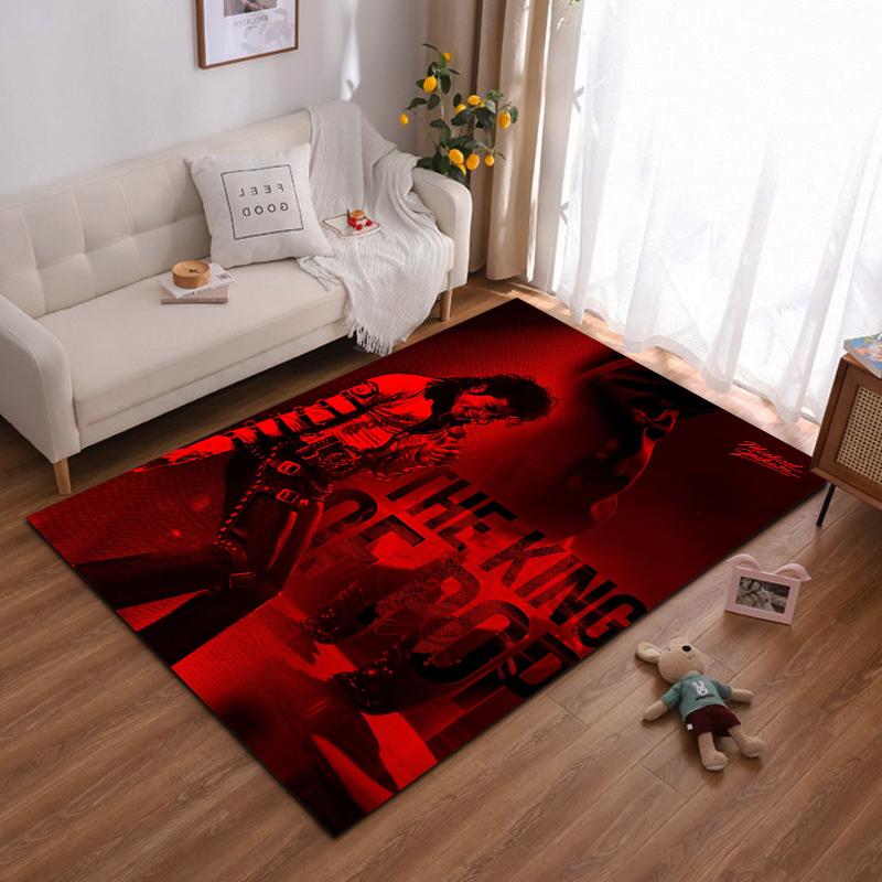 Michael Jackson "The King of Pop" Red Design Non-slip rug suitable for living room and bedroom sofas.