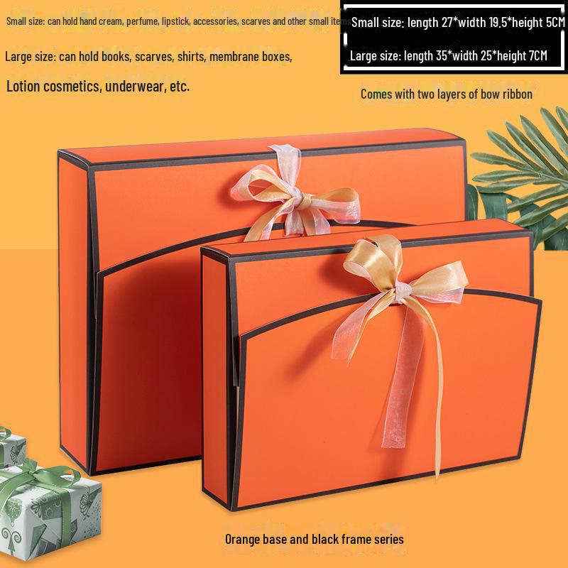 Custom Pearlescent Bow Ribbon Gift Box for Silk Scarves, Pajamas, and Shirts