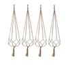 Pack of 4 Flower Basket Holder Reusable Indoor Outdoor Garden Patio Front Yard Decorative Plant Pot Hanging Rope