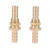 2 Pcs Hose Barb Brass Bulkhead Pipe Fitting Coupler Connector Adapter (10mm)