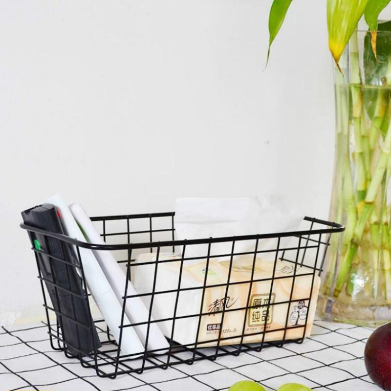Кухонная подвесная корзина из кованого железа, ящик для хранения без перфорации, настенный настольный туалет для ванной комнаты