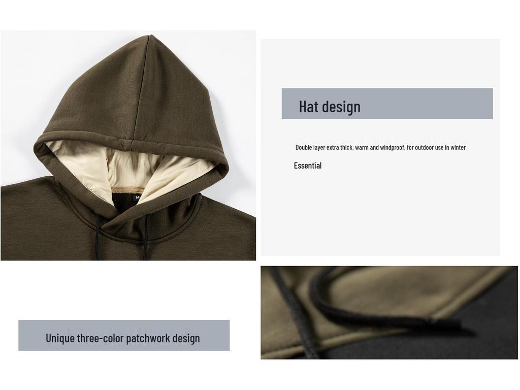 Men's Color-Block Hooded Sweatshirt & Sweatpants Set for Spring and Autumn