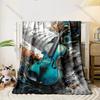 1PC Blue violin with sheet music  Print Adult Children Warm Blankets Home Travel Car Soft Comfortable Suitable for all seasons