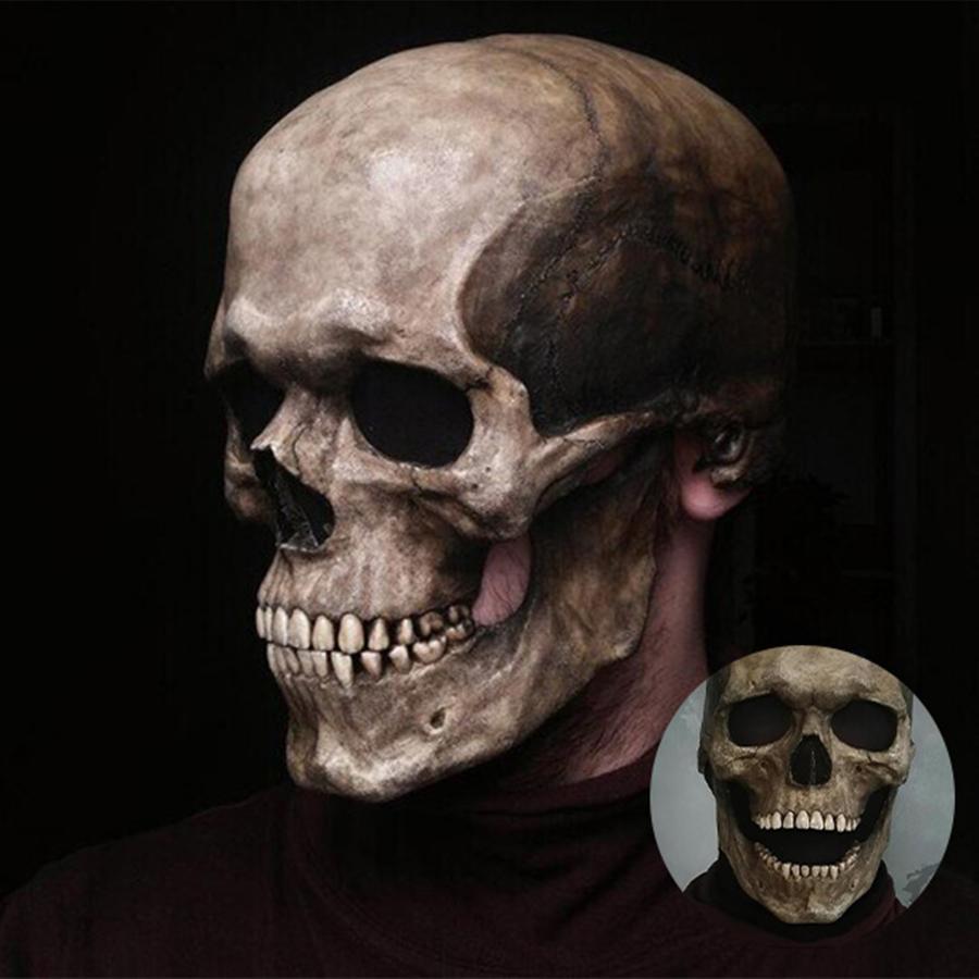 Full-length Skull Mask / Helmet with Movable Jaw for Halloween Cosplay and Themed Photos