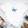 Colorful Butterfly Petal Print Women T-shirt Fashion Short Sleeve oNeck T Shirt Female Cute Cartoon Clothing
