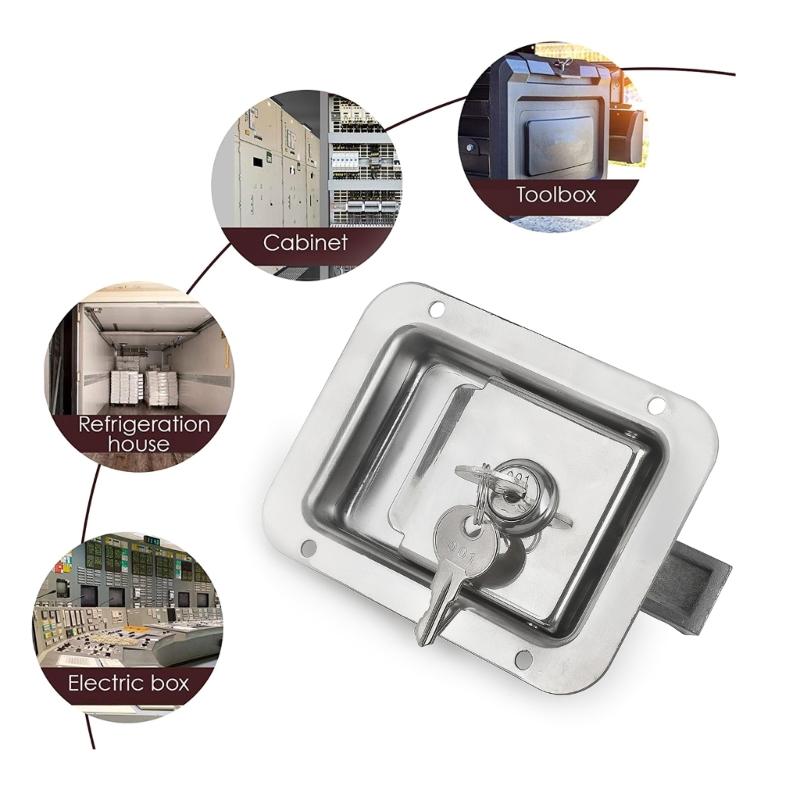 Защелки для ручек ящика для инструментов прицепа из нержавеющей стали с замком Полированные защелки для ящика для инструментов Замок с лепестками 4,7x4 дюйма с 2 ключами