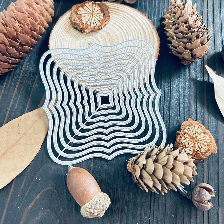 Многослойные квадратные фигурные вырубки для изготовления открыток, режущие штампы, металлическая форма для вырубки, штампы для скрапбукинга, травленый тисненый трафарет для рукоделия