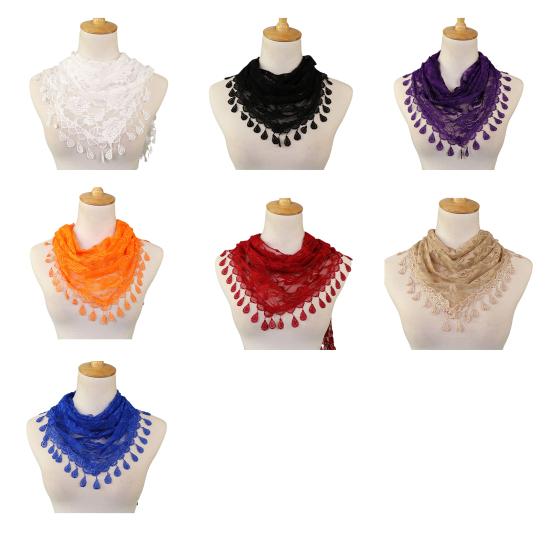 Lace Triangle Scarf See-through Solid Color Scarf with Rose Elements Versatile Shawl Headscarf Daily Decoration