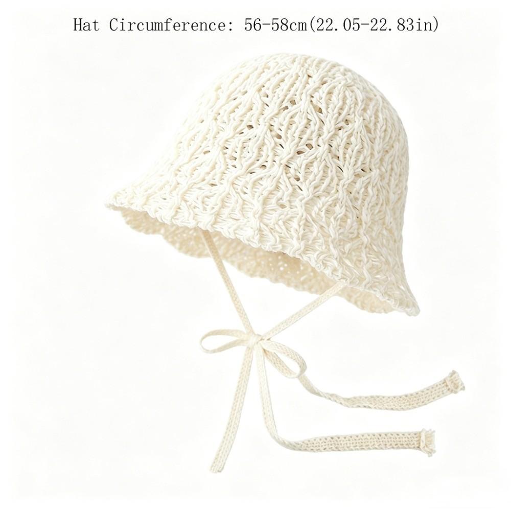 Thin Women Bucket Hat Foldable Design Solid Color Beach Panama Cap Breathable Windproof Rope Outdoor Fisherman Cap