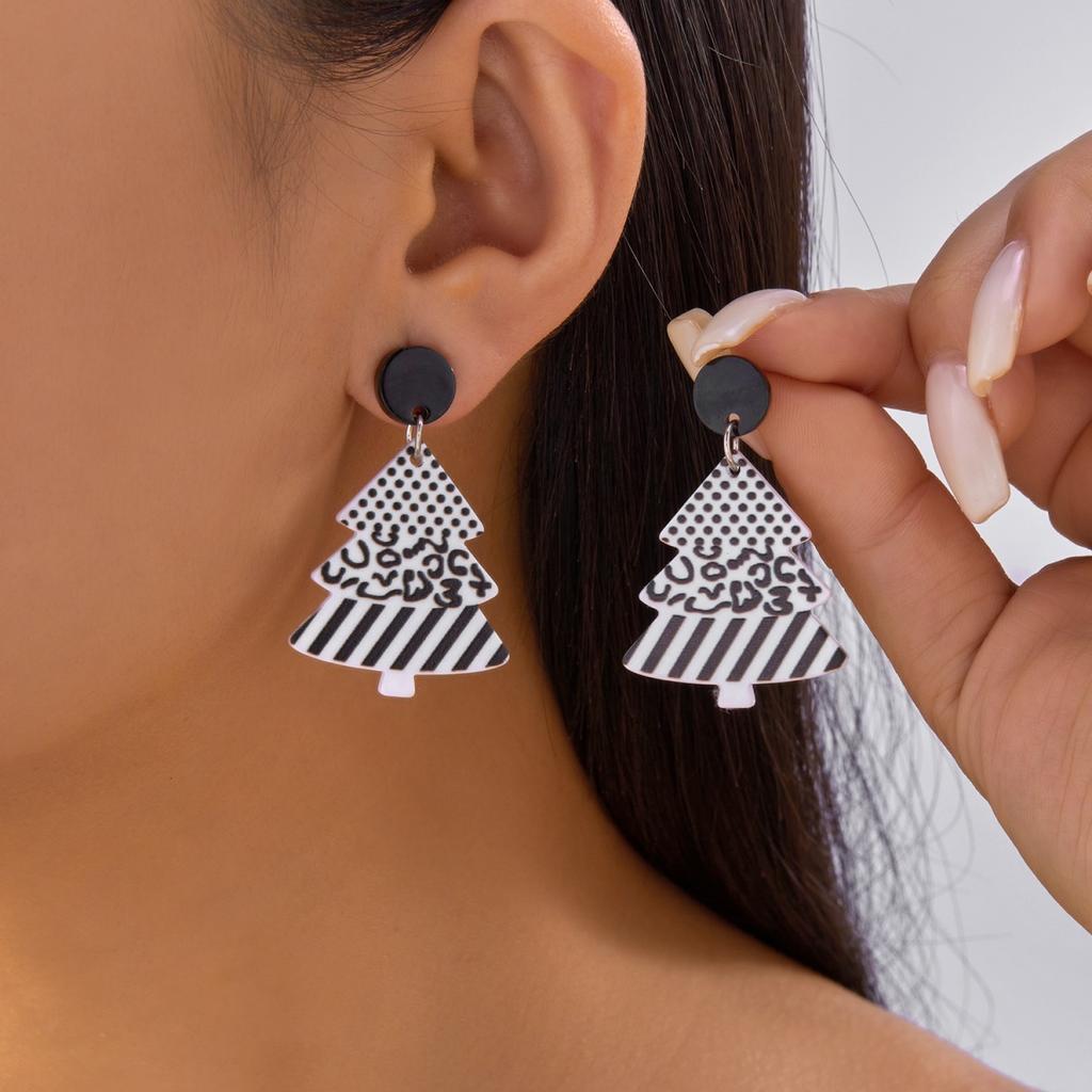 Рождественские Акриловые Розовые Дед Мороз Снеговик Звезда Елка Висячие Серьги Милые Праздничные Украшения Для Женщин Мужчин Подарок