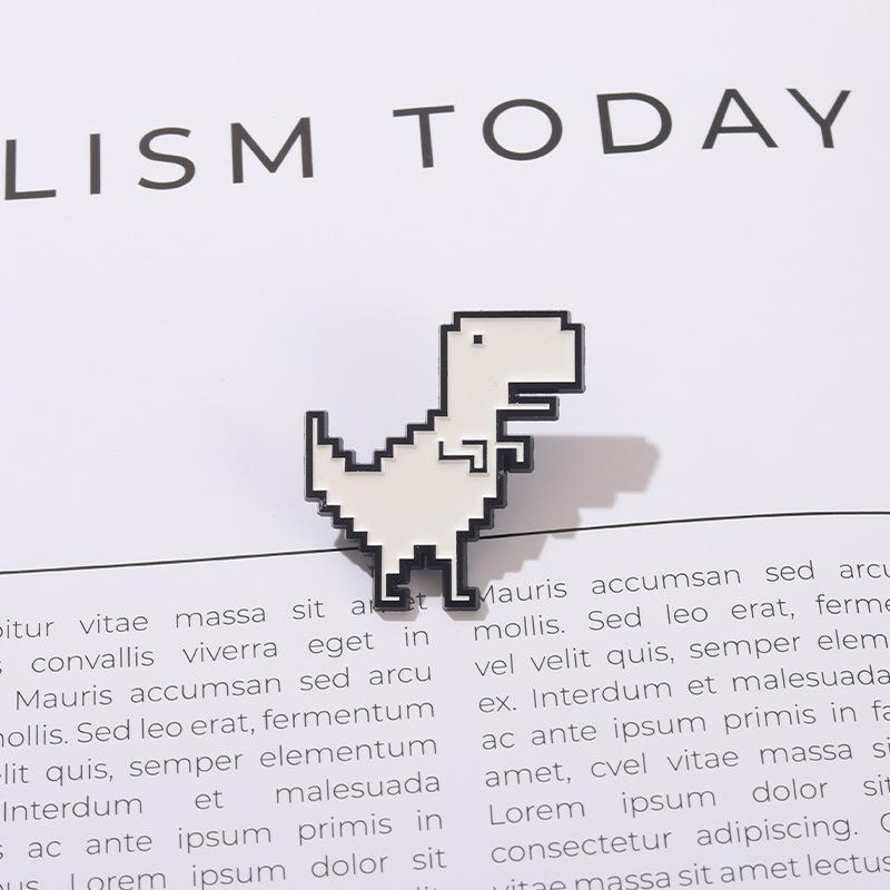 Recreational Pixel Style Dinosaur Carton Metal Design Badges Brooch Enamel Pins Label Bag Backpack Hat Jewelry Gift